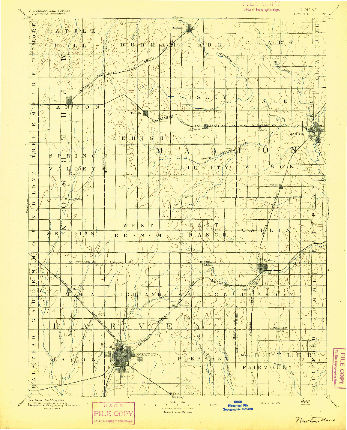 USGS 1:125000-SCALE QUADRANGLE FOR NEWTON, KS 1894