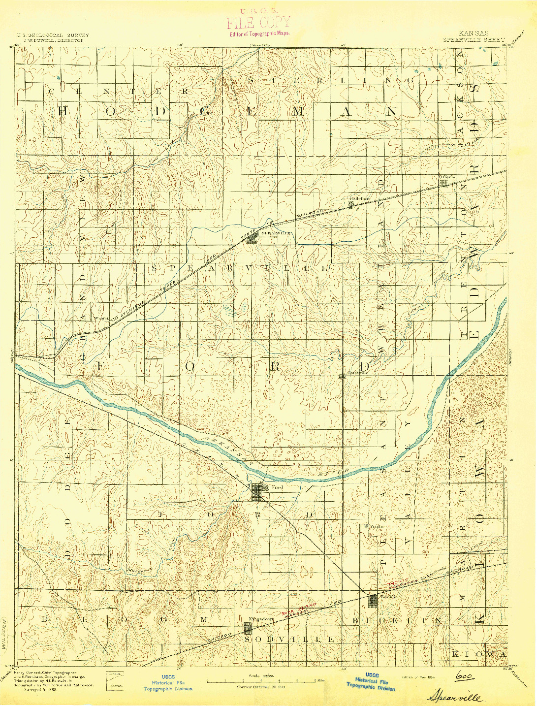 USGS 1:125000-SCALE QUADRANGLE FOR SPEARVILLE, KS 1894