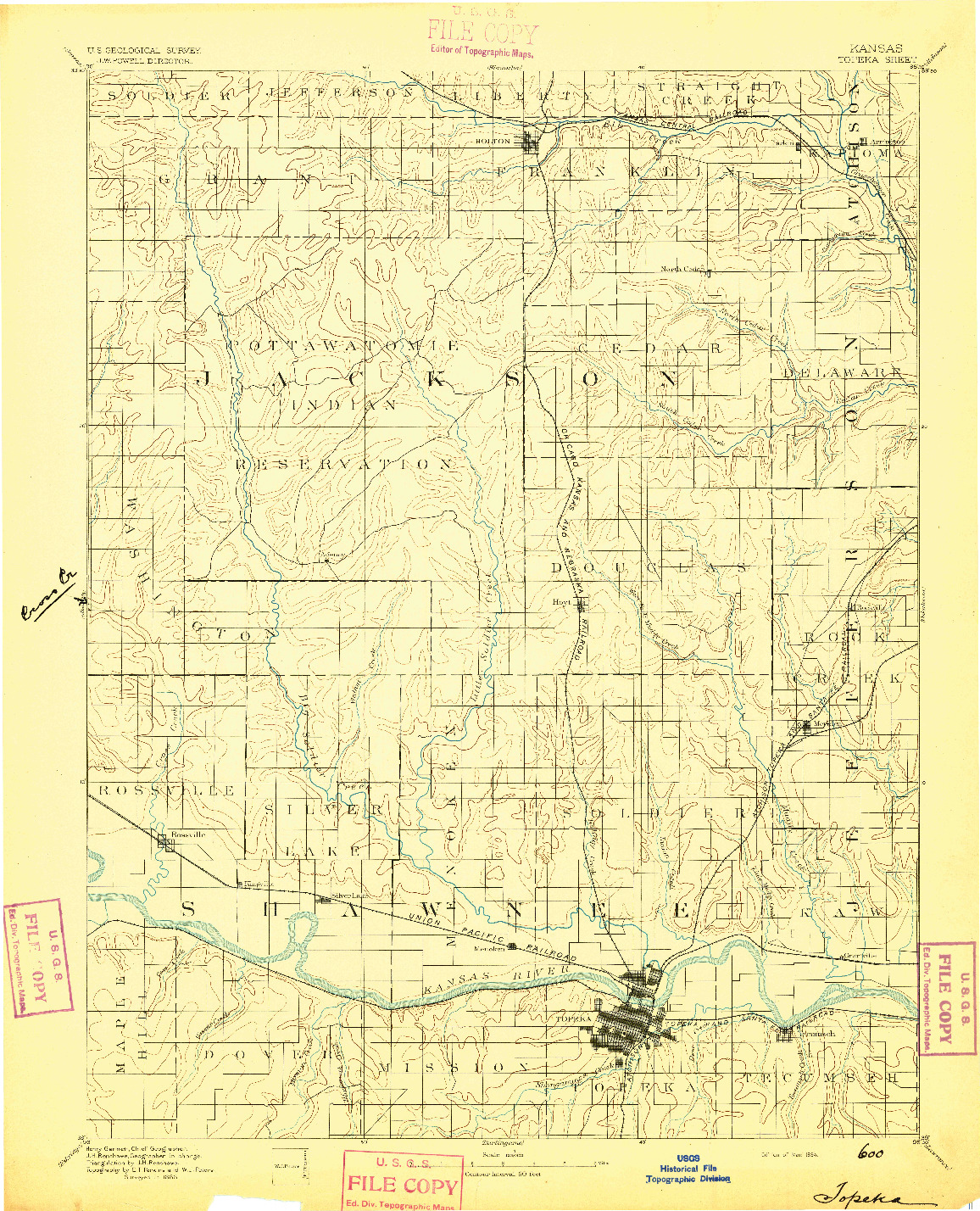 USGS 1:125000-SCALE QUADRANGLE FOR TOPEKA, KS 1894