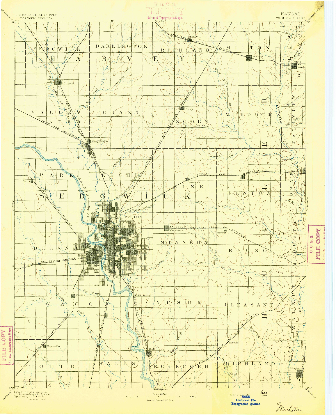 USGS 1:125000-SCALE QUADRANGLE FOR WICHITA, KS 1894