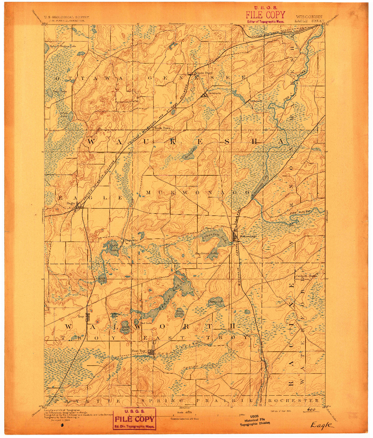 USGS 1:62500-SCALE QUADRANGLE FOR EAGLE, WI 1894