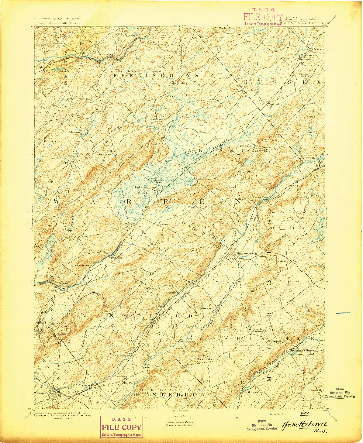 USGS 1:62500-SCALE QUADRANGLE FOR HACKETTSTOWN, NJ 1894