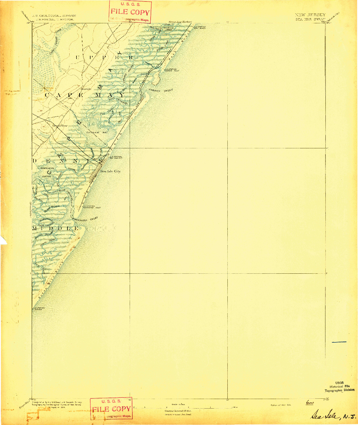 USGS 1:62500-SCALE QUADRANGLE FOR SEA ISLE, NJ 1894