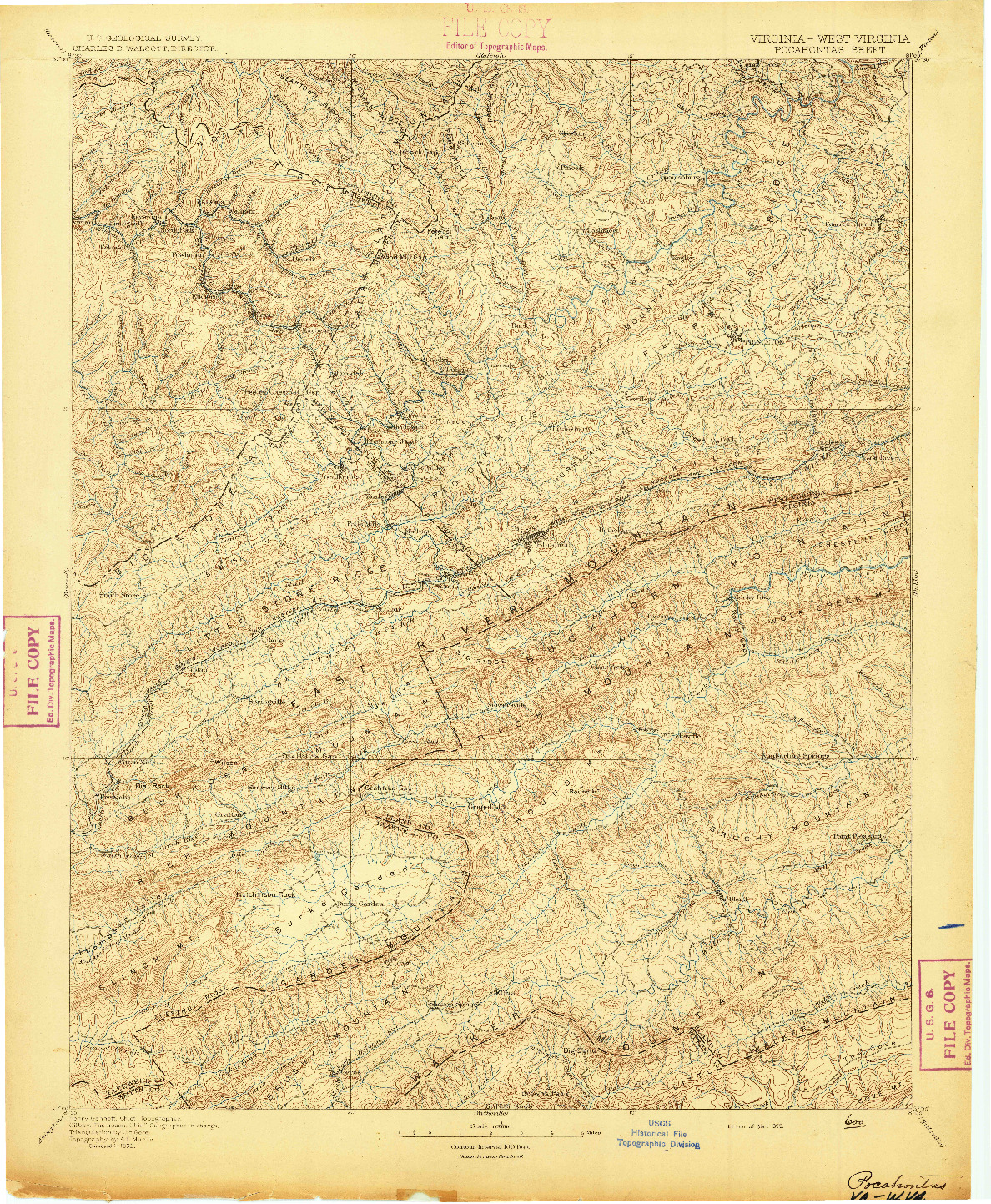 USGS 1:125000-SCALE QUADRANGLE FOR POCAHONTAS, VA 1895