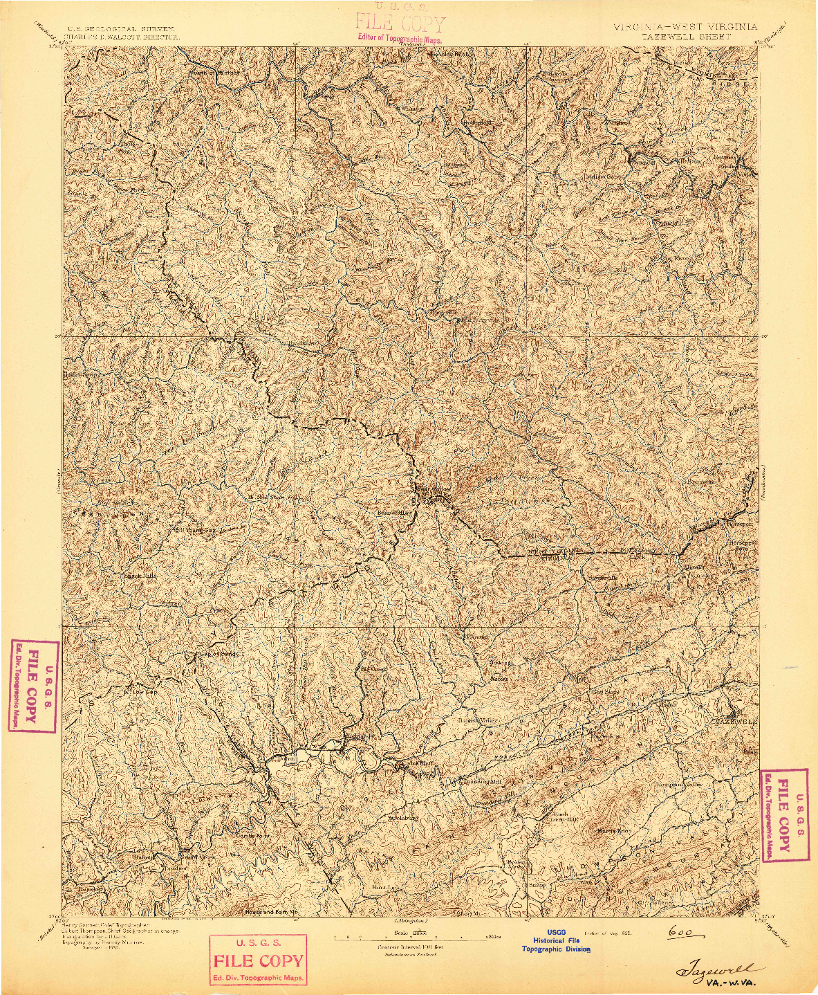 USGS 1:125000-SCALE QUADRANGLE FOR TAZEWELL, VA 1895