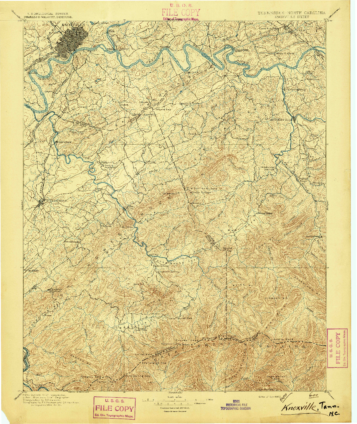 USGS 1:125000-SCALE QUADRANGLE FOR KNOXVILLE, TN 1895