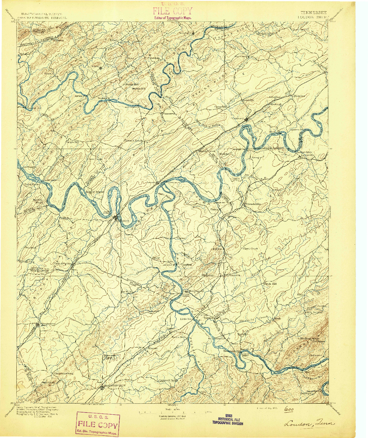 USGS 1:125000-SCALE QUADRANGLE FOR LOUDON, TN 1895