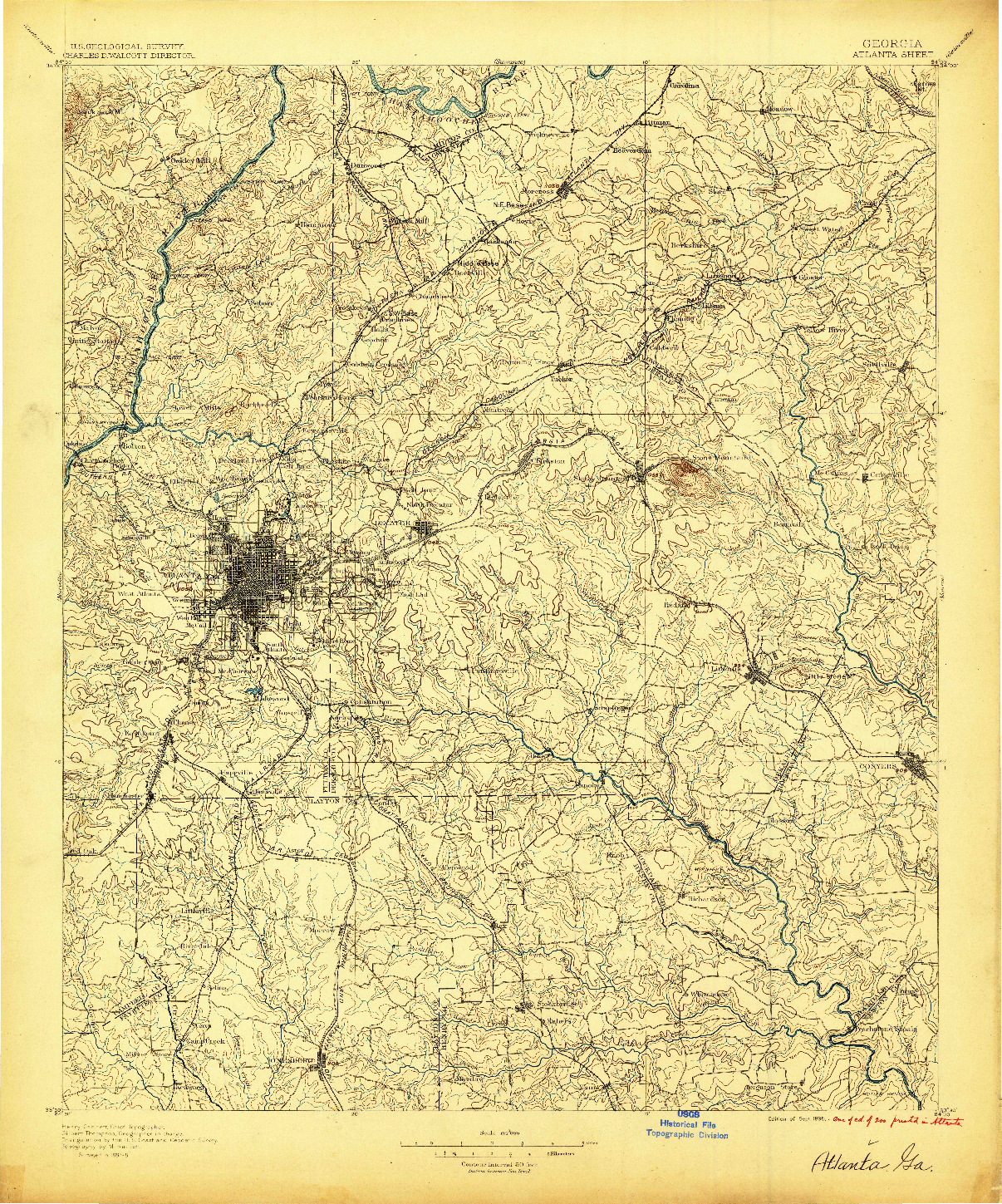 USGS 1:125000-SCALE QUADRANGLE FOR ATLANTA, GA 1895