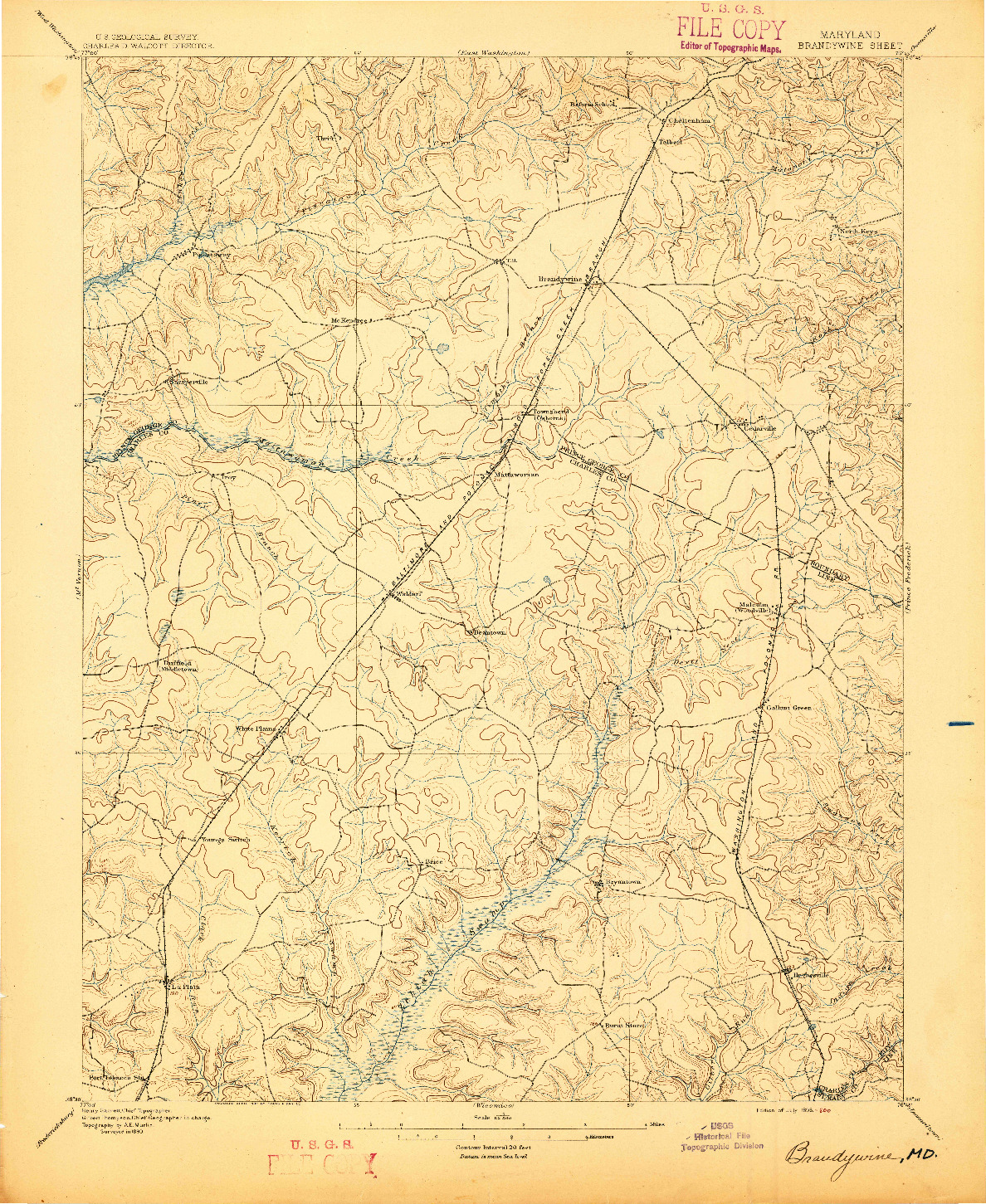 USGS 1:62500-SCALE QUADRANGLE FOR BRANDYWINE, MD 1895
