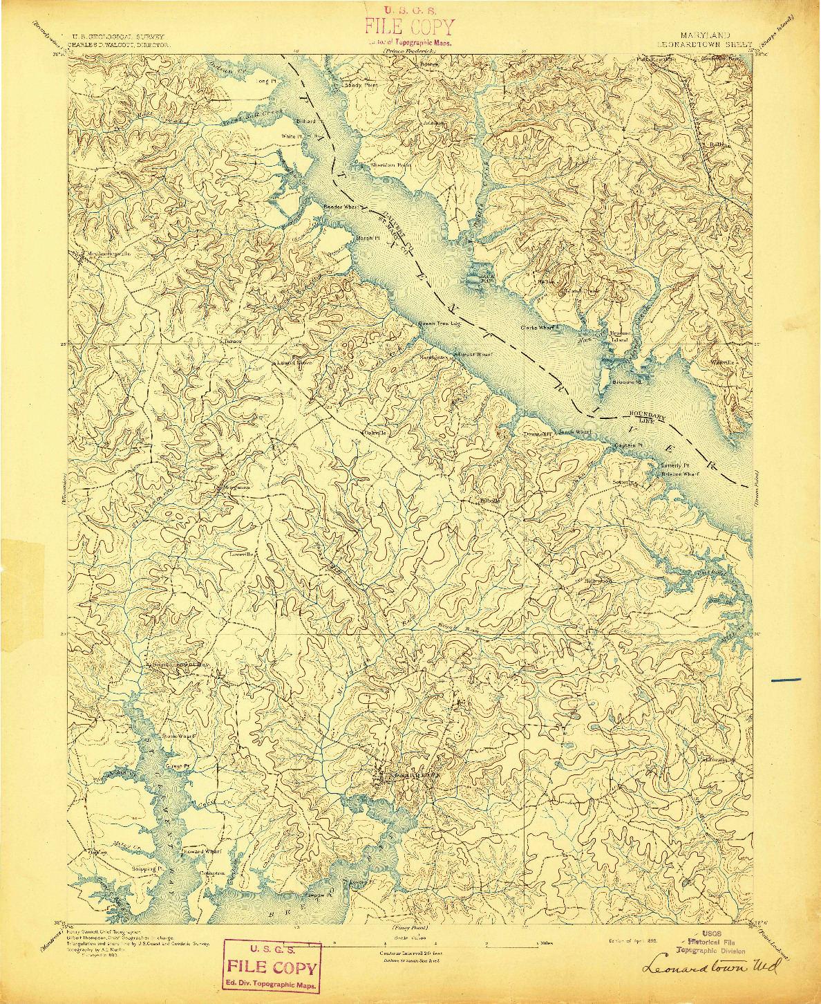 USGS 1:62500-SCALE QUADRANGLE FOR LEONARDTOWN, MD 1895