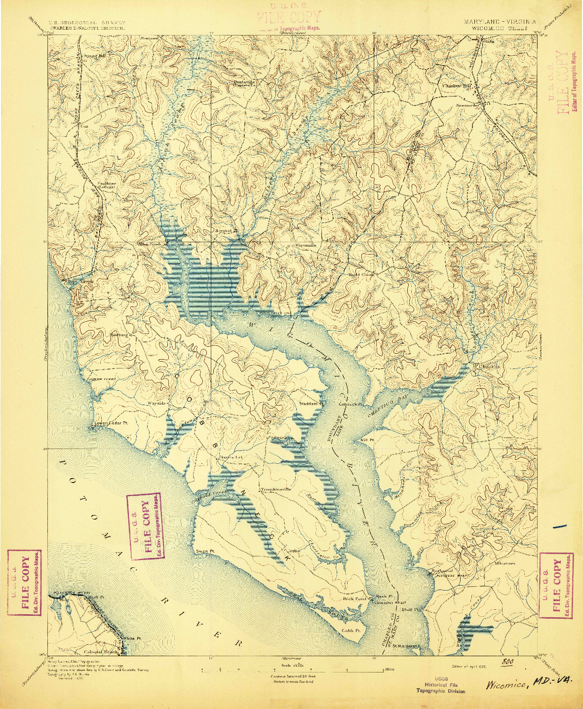 USGS 1:62500-SCALE QUADRANGLE FOR WICOMICO, MD 1895