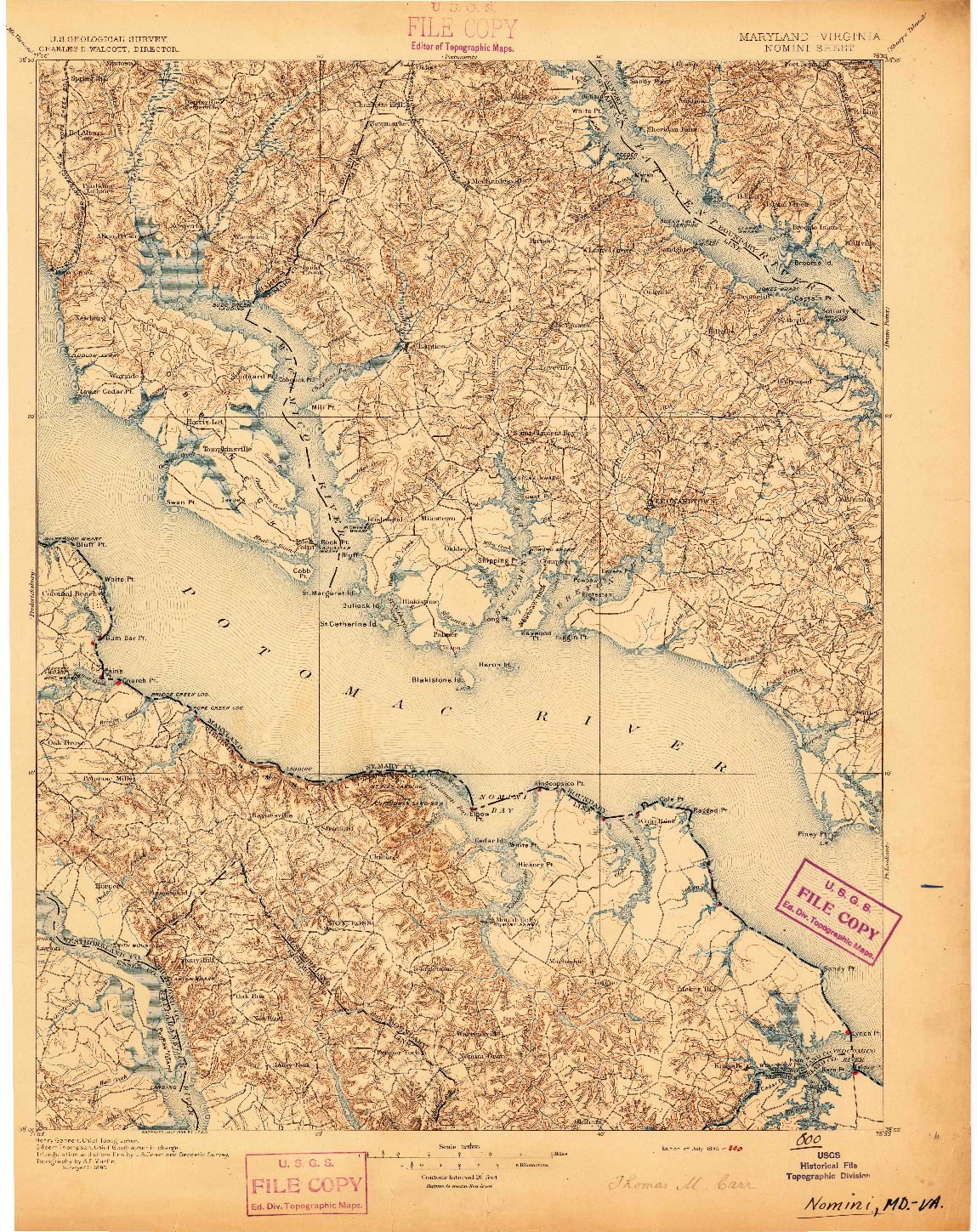 USGS 1:125000-SCALE QUADRANGLE FOR NOMINI, MD 1895