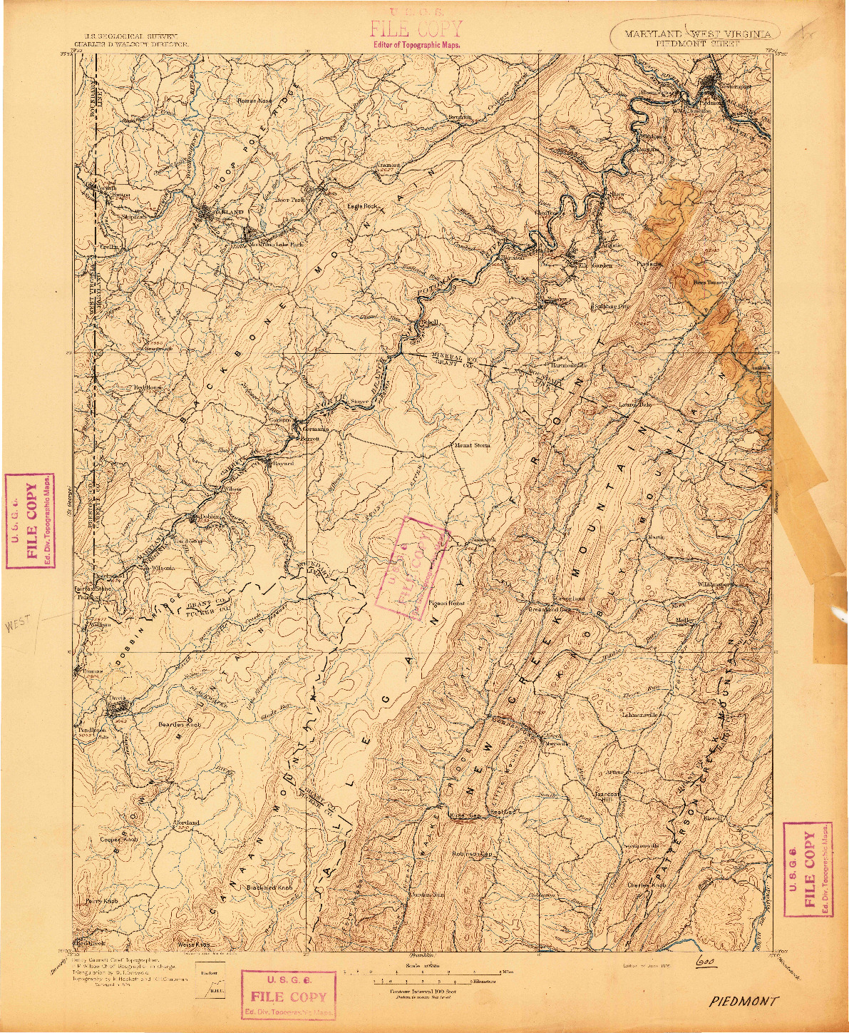 USGS 1:125000-SCALE QUADRANGLE FOR PIEDMONT, MD 1895