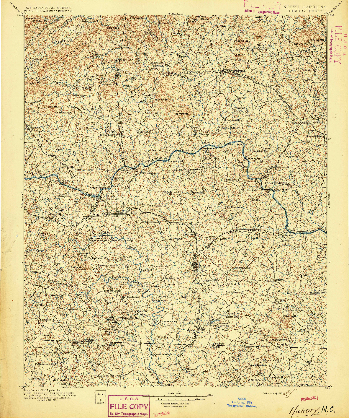 USGS 1:125000-SCALE QUADRANGLE FOR HICKORY, NC 1895