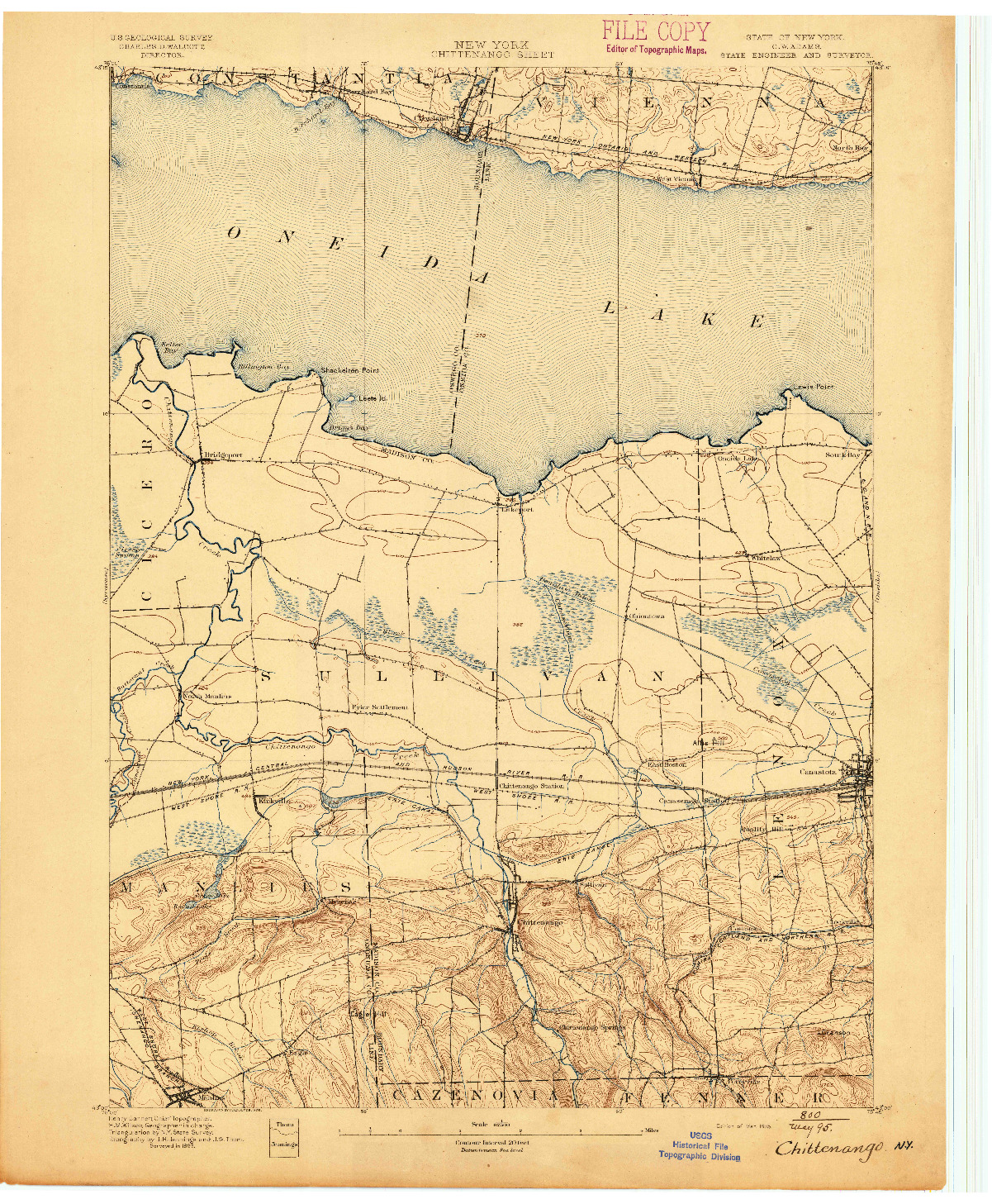 USGS 1:62500-SCALE QUADRANGLE FOR CHITTENANGO, NY 1895