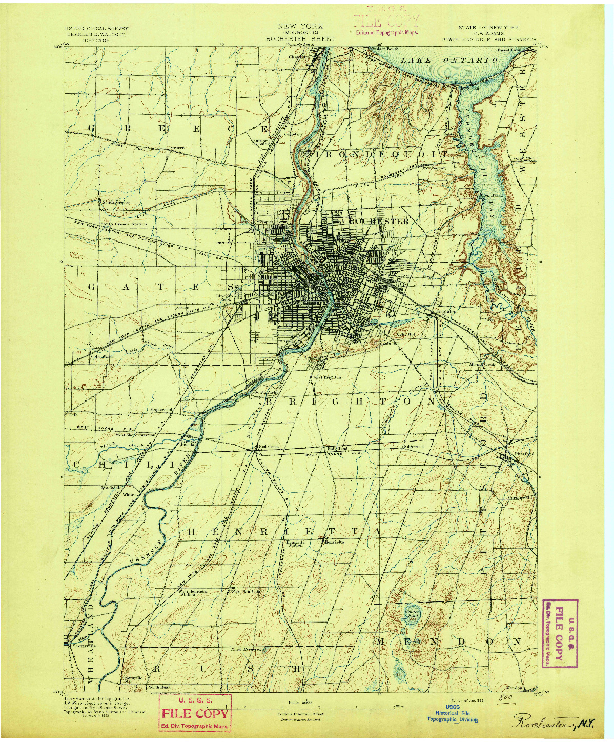USGS 1:62500-SCALE QUADRANGLE FOR ROCHESTER, NY 1895