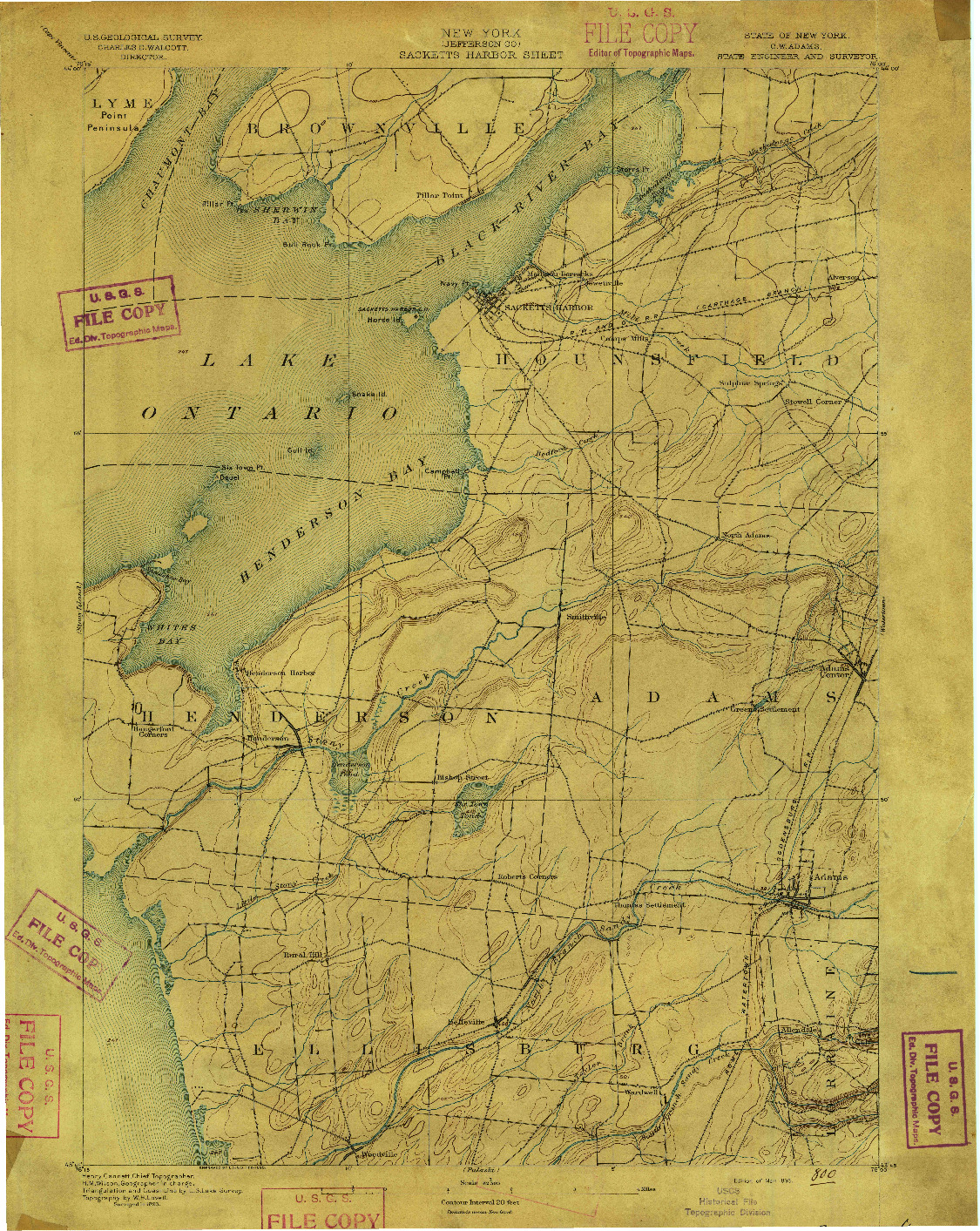 USGS 1:62500-SCALE QUADRANGLE FOR SACKETTS HARBOR, NY 1895