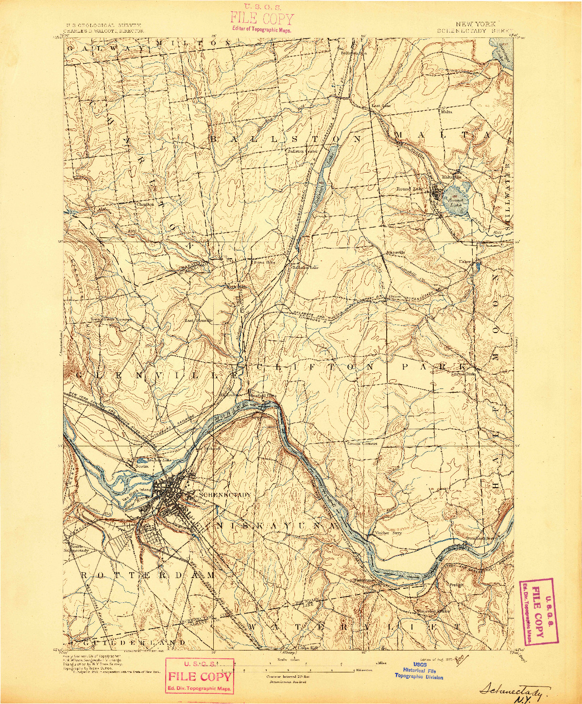 USGS 1:62500-SCALE QUADRANGLE FOR SCHENECTADY, NY 1895