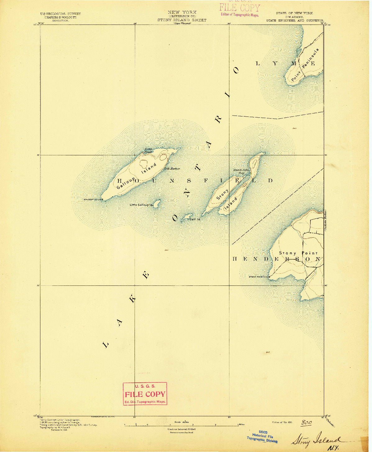 USGS 1:62500-SCALE QUADRANGLE FOR STONY ISLAND, NY 1895