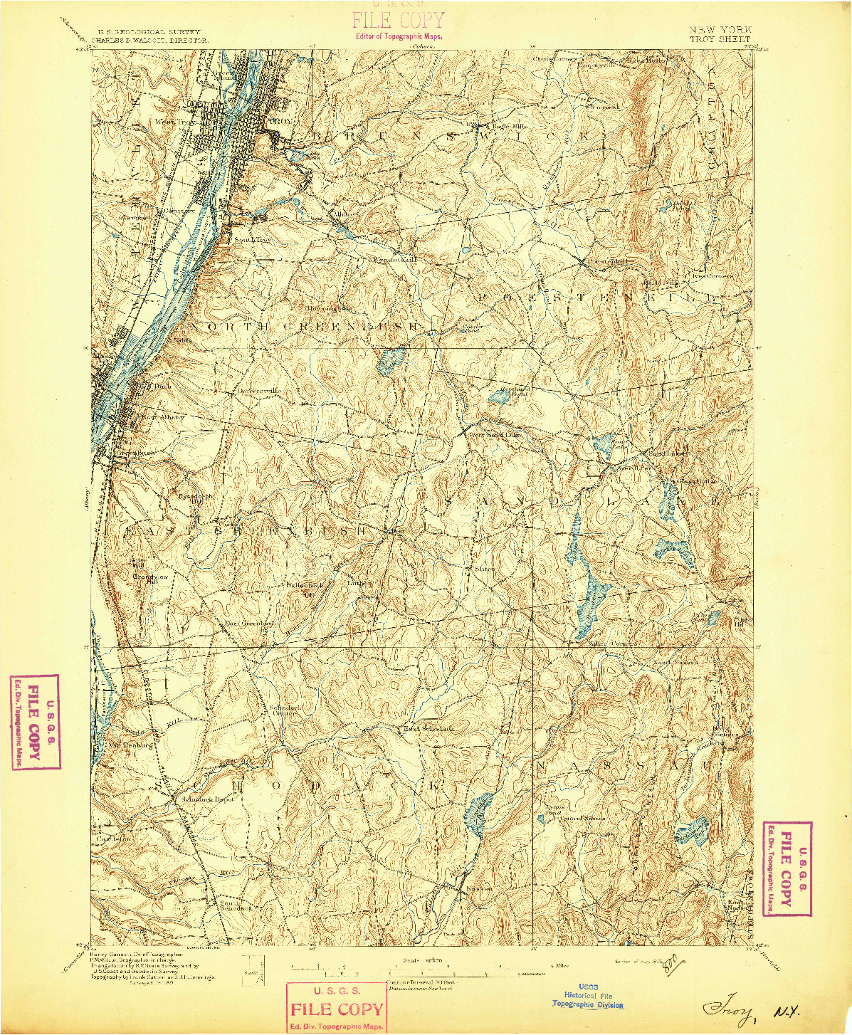 USGS 1:62500-SCALE QUADRANGLE FOR TROY, NY 1895