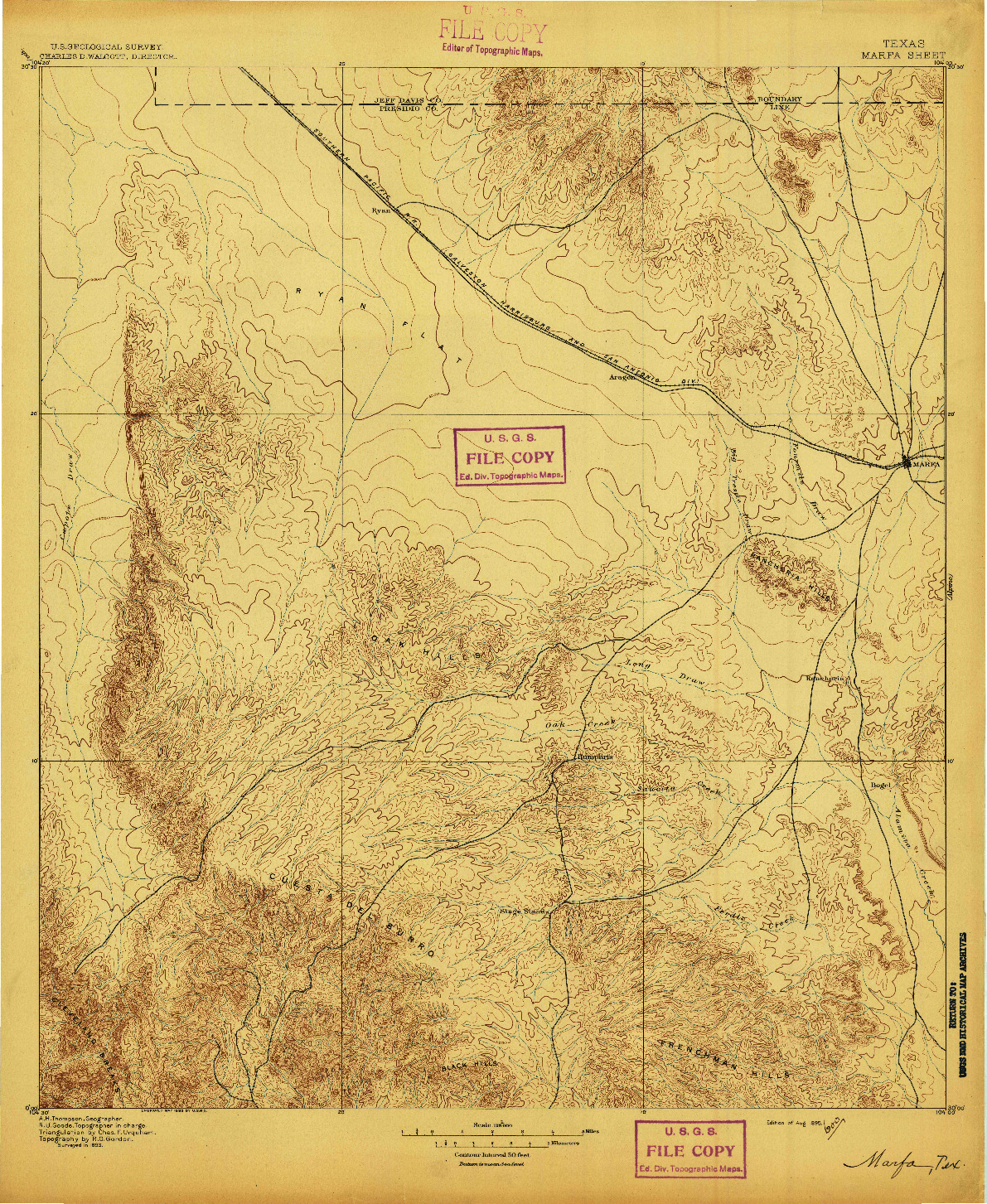 USGS 1:125000-SCALE QUADRANGLE FOR MARFA, TX 1895