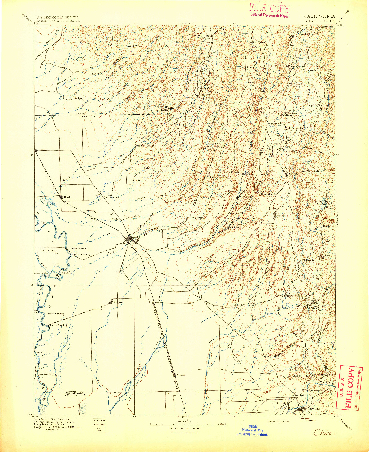 USGS 1:125000-SCALE QUADRANGLE FOR CHICO, CA 1895