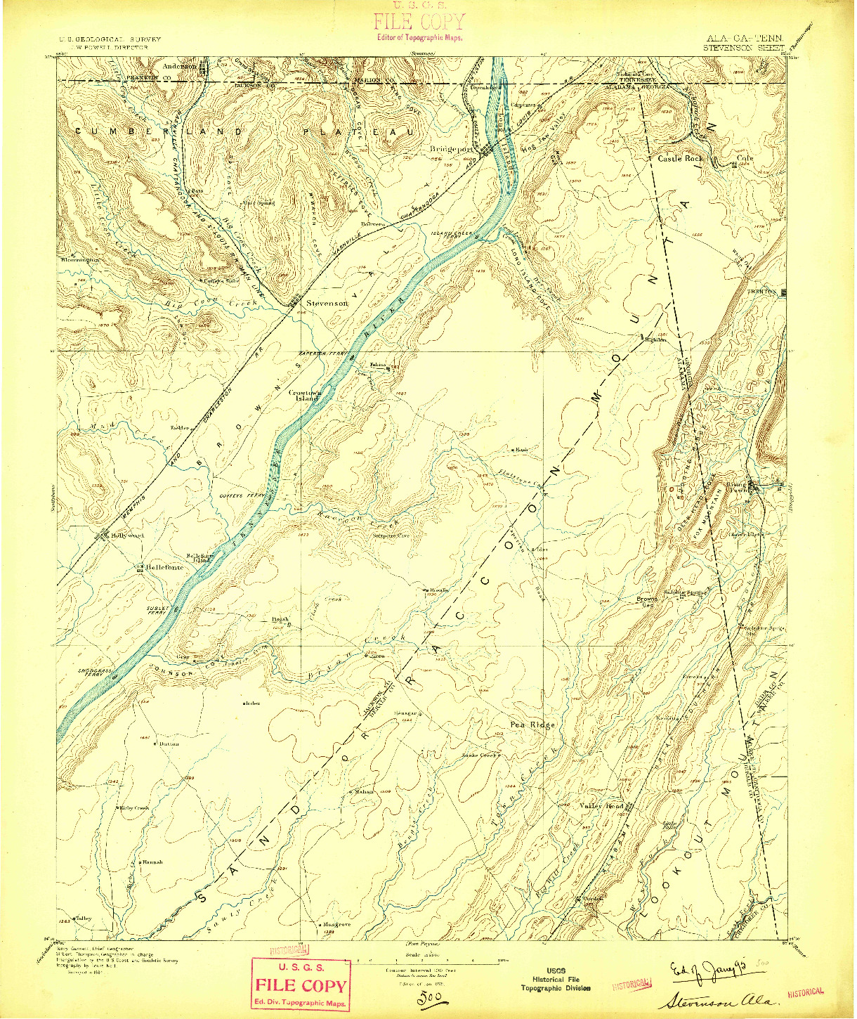 USGS 1:125000-SCALE QUADRANGLE FOR STEVENSON, AL 1895