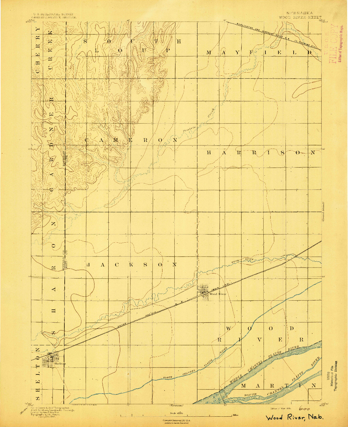 USGS 1:62500-SCALE QUADRANGLE FOR WOOD RIVER, NE 1895