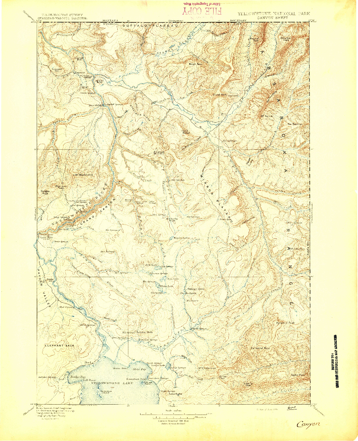 USGS 1:125000-SCALE QUADRANGLE FOR CANYON, WY 1895