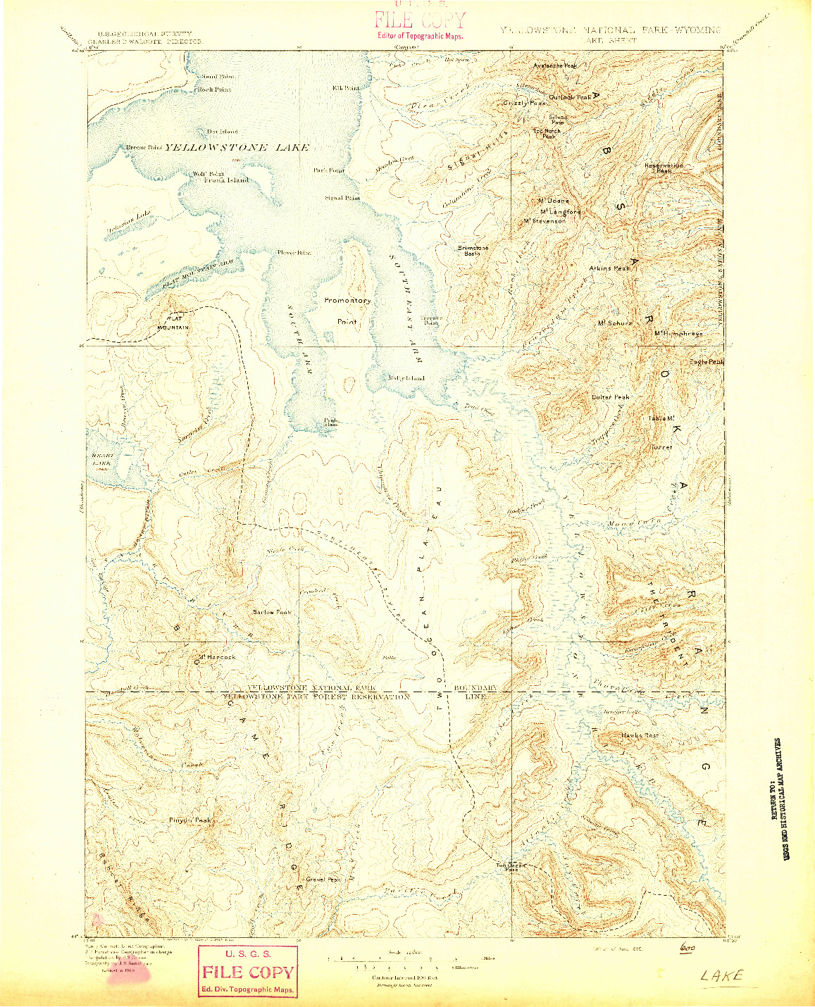 USGS 1:125000-SCALE QUADRANGLE FOR LAKE, WY 1895