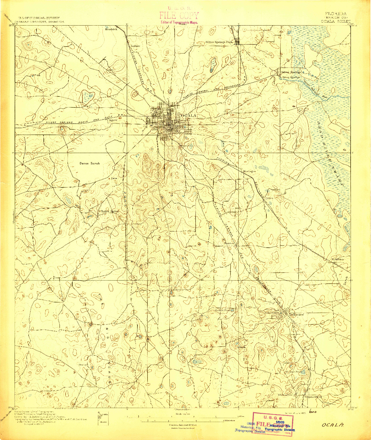 USGS 1:62500-SCALE QUADRANGLE FOR OCALA, FL 1895