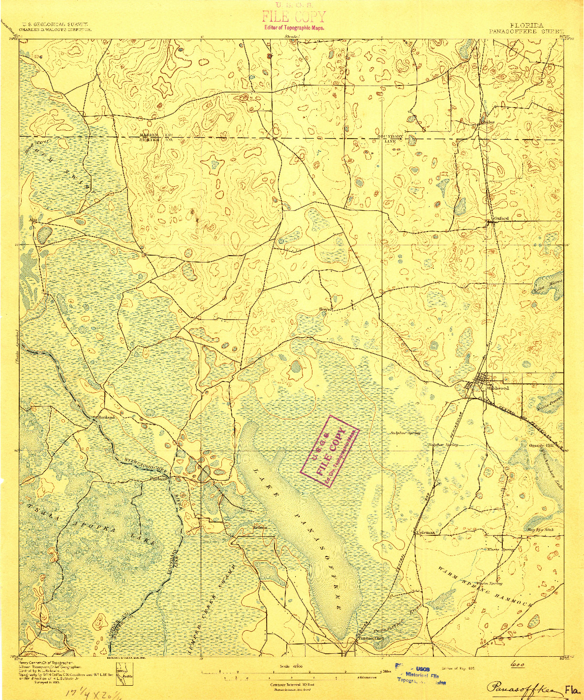 USGS 1:62500-SCALE QUADRANGLE FOR PANASOFFKEE, FL 1895