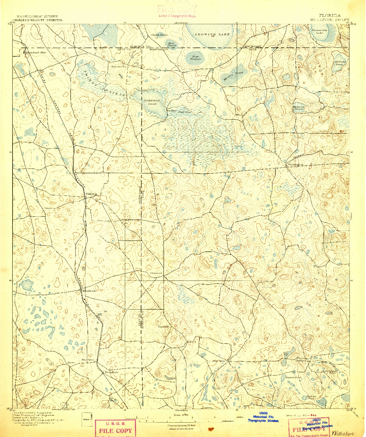 USGS 1:62500-SCALE QUADRANGLE FOR WILLISTON, FL 1895