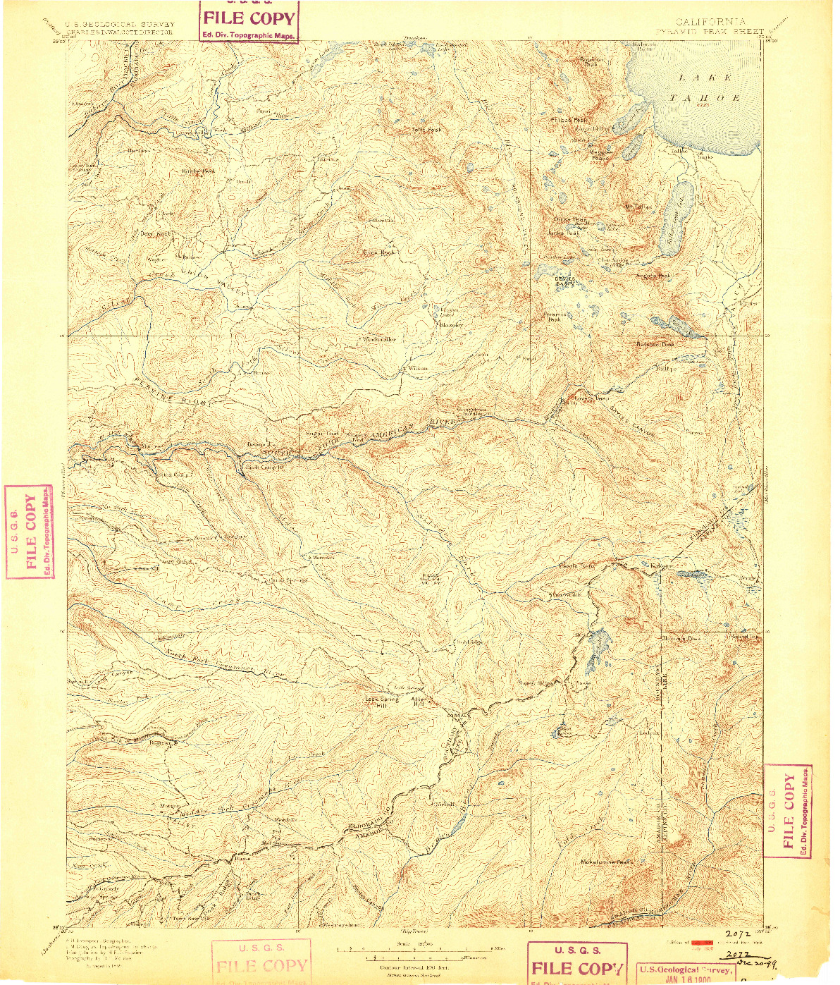 USGS 1:125000-SCALE QUADRANGLE FOR PYRAMID PEAK, CA 1895