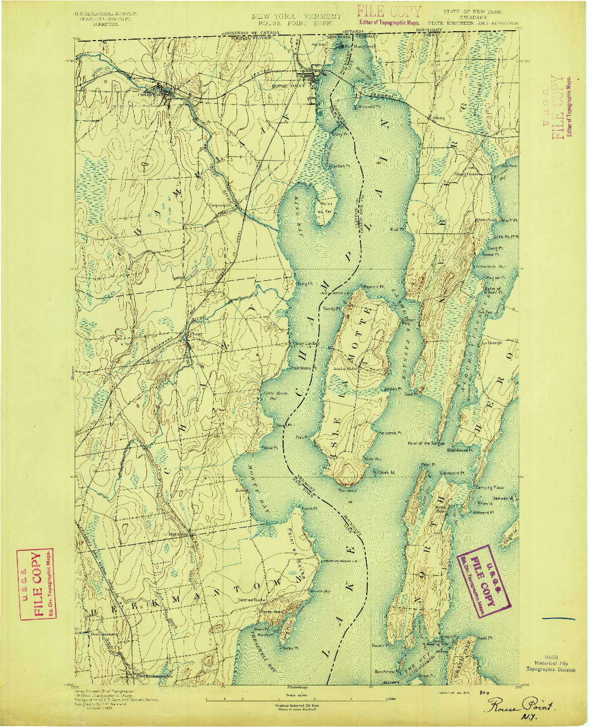 USGS 1:62500-SCALE QUADRANGLE FOR ROUSE POINT, NY 1895