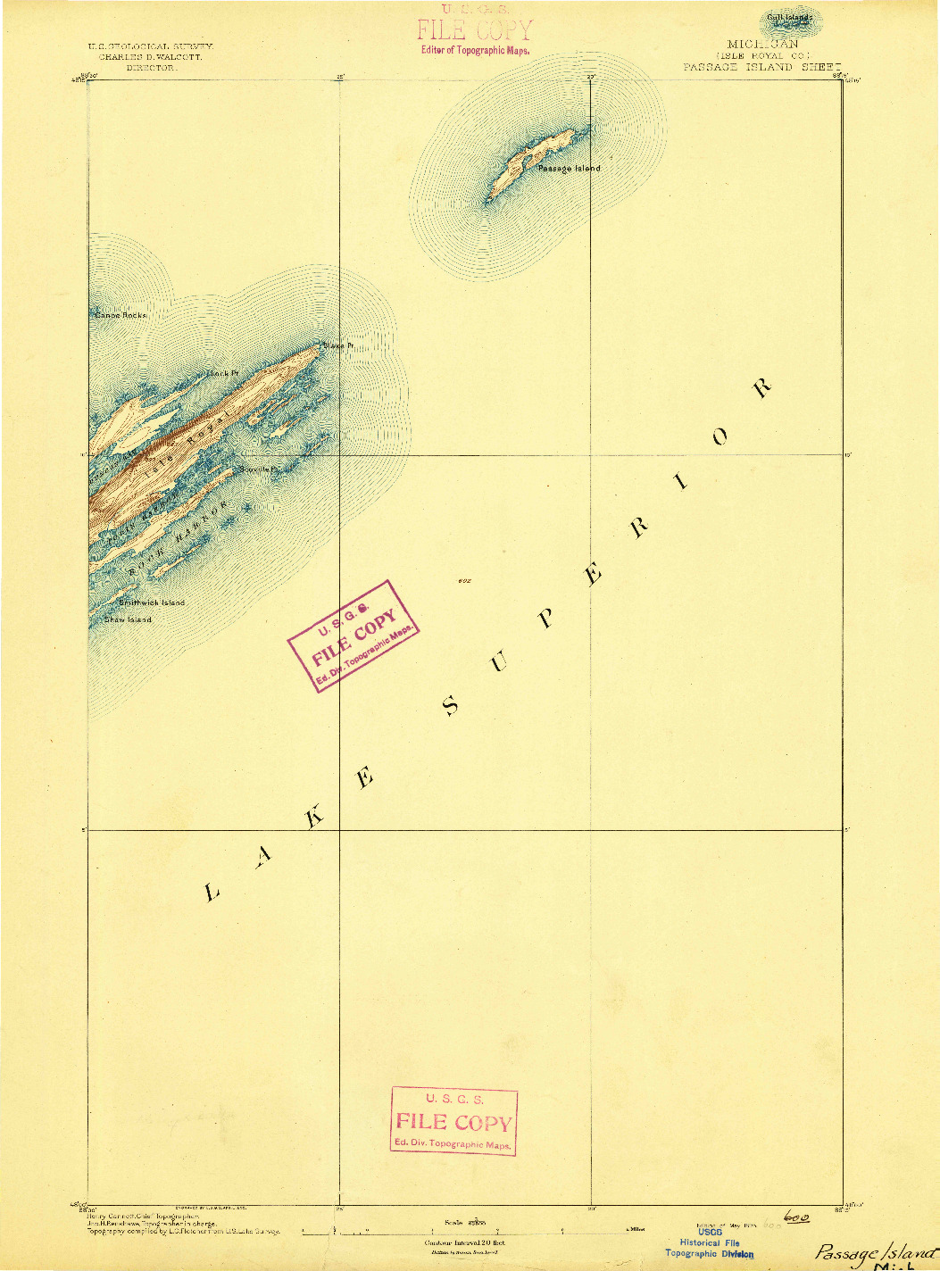 USGS 1:62500-SCALE QUADRANGLE FOR PASSAGE ISLAND, MI 1895