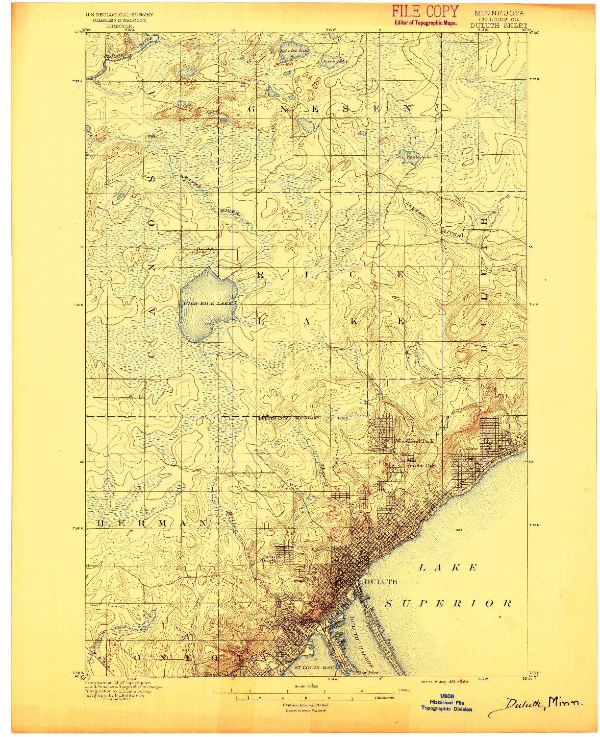 USGS 1:62500-SCALE QUADRANGLE FOR DULUTH, MN 1895