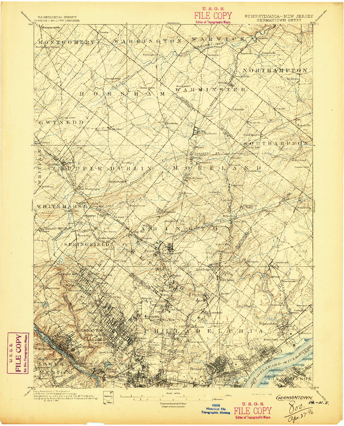 USGS 1:62500-SCALE QUADRANGLE FOR GERMANTOWN, PA 1896