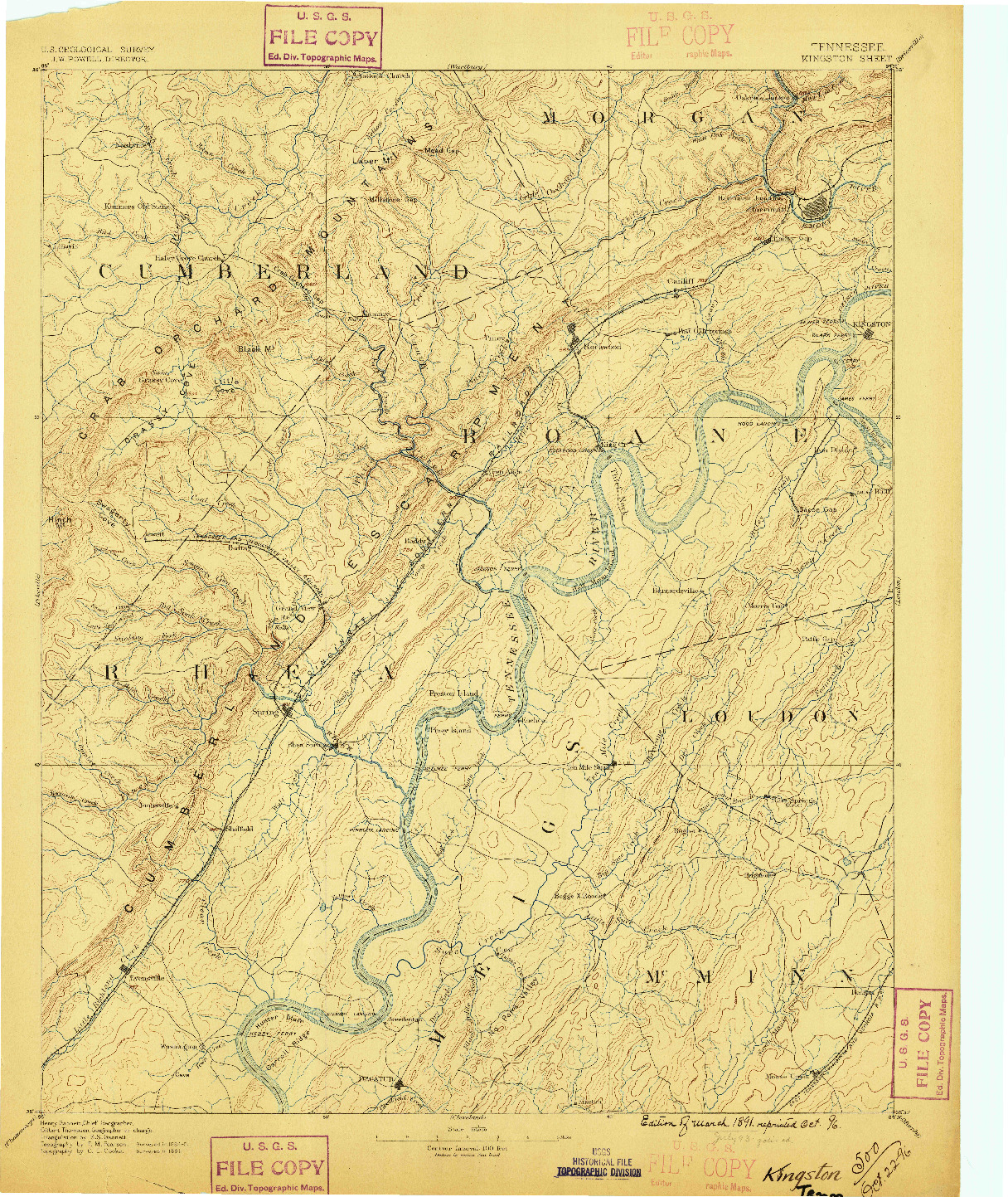 USGS 1:125000-SCALE QUADRANGLE FOR KINGSTON, TN 1891