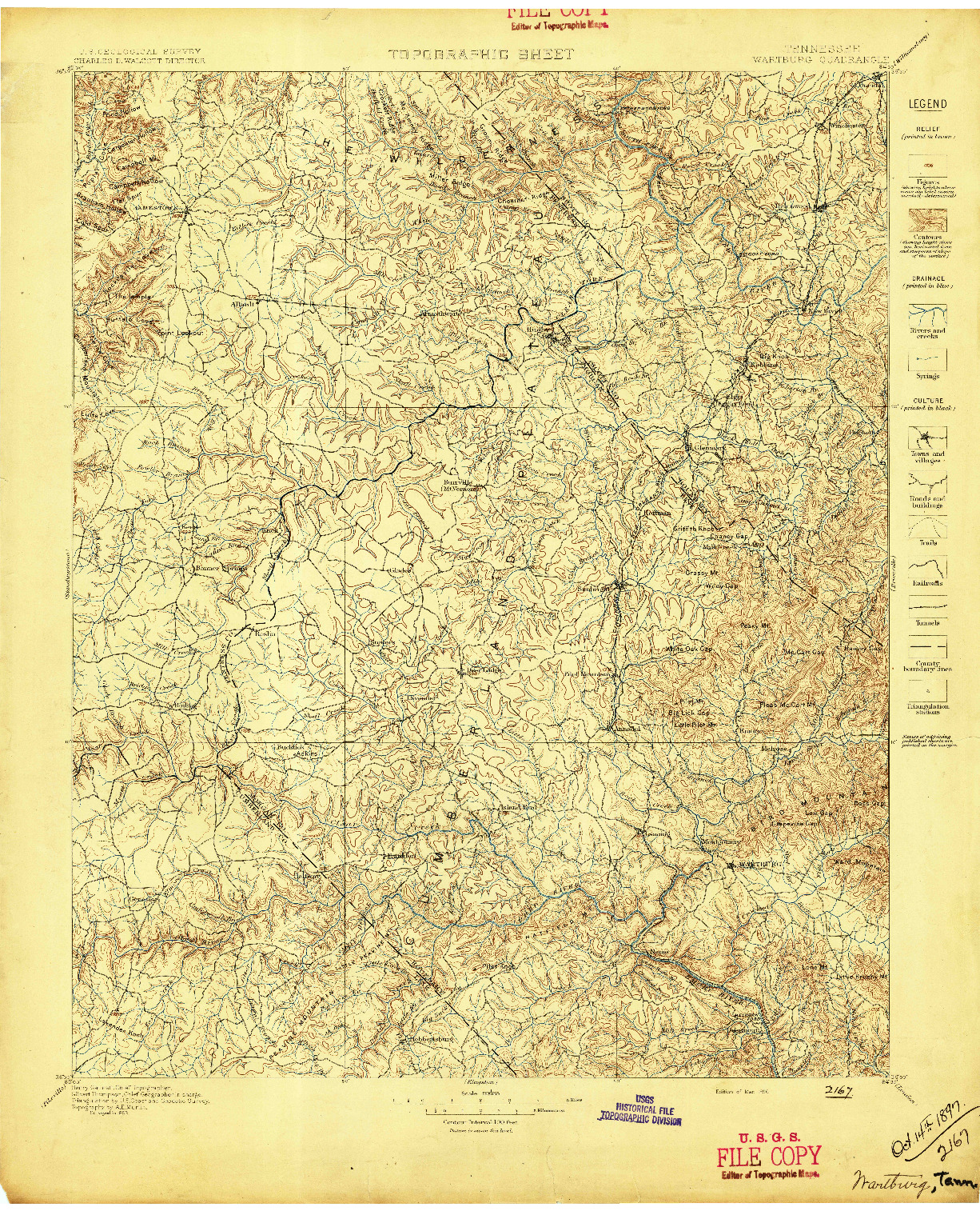 USGS 1:125000-SCALE QUADRANGLE FOR WARTBURG, TN 1896