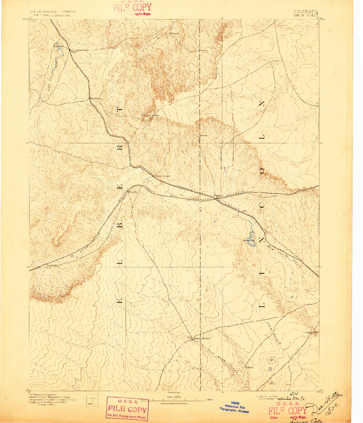 USGS 1:125000-SCALE QUADRANGLE FOR LIMON, CO 1892