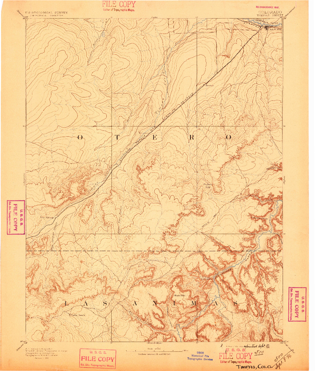 USGS 1:125000-SCALE QUADRANGLE FOR TIMPAS, CO 1894