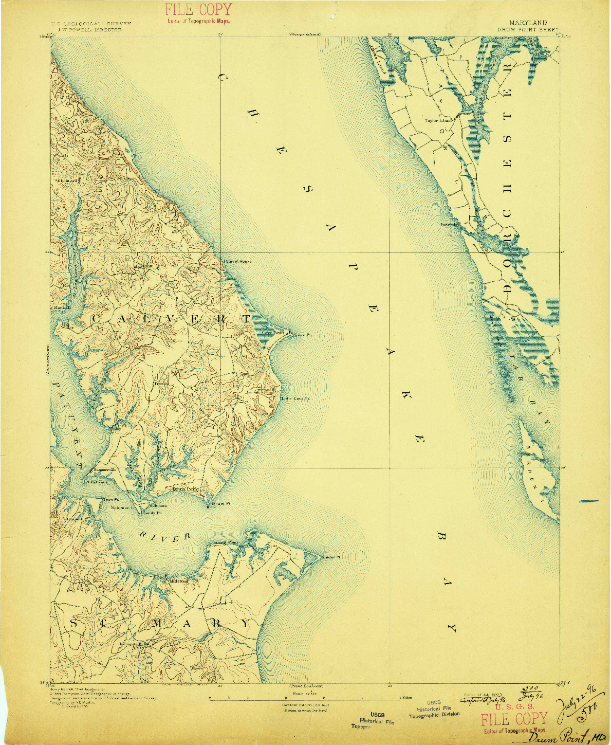 USGS 1:62500-SCALE QUADRANGLE FOR DRUM POINT, MD 1892