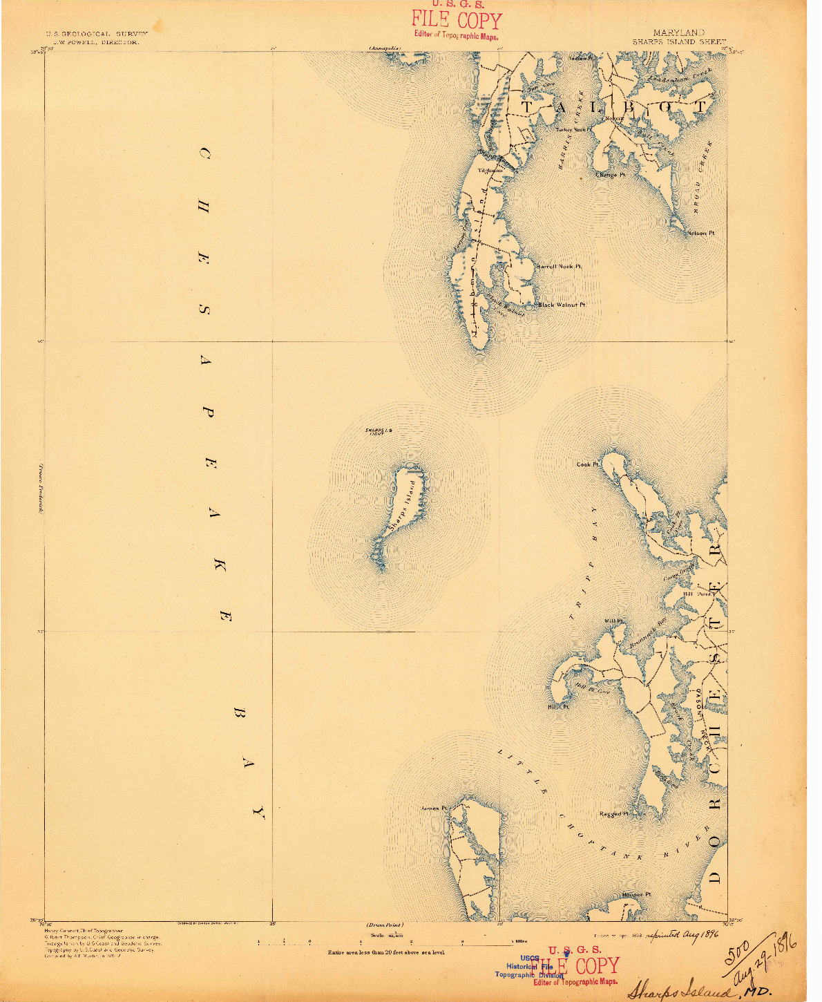 USGS 1:62500-SCALE QUADRANGLE FOR SHARPS ISLAND, MD 1893
