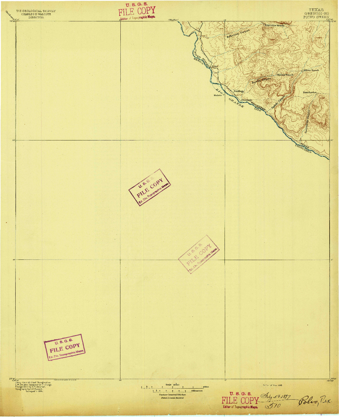 USGS 1:125000-SCALE QUADRANGLE FOR POLVO, TX 1896