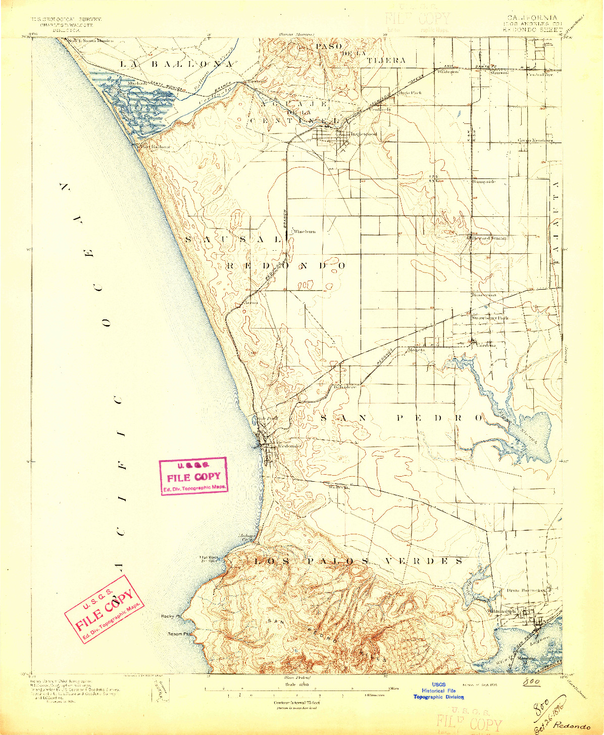 USGS 1:62500-SCALE QUADRANGLE FOR REDONDO, CA 1896