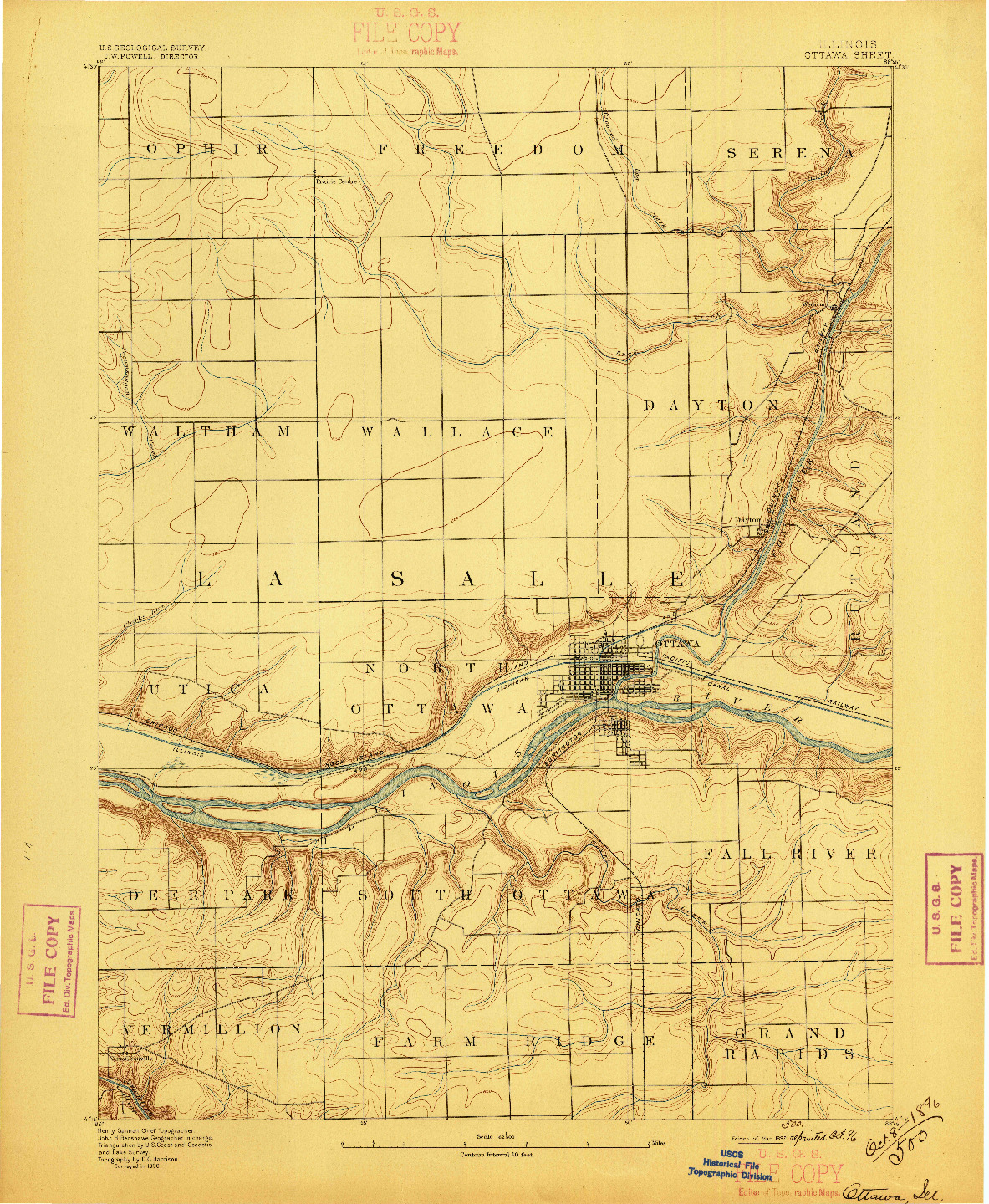 USGS 1:62500-SCALE QUADRANGLE FOR OTTAWA, IL 1892