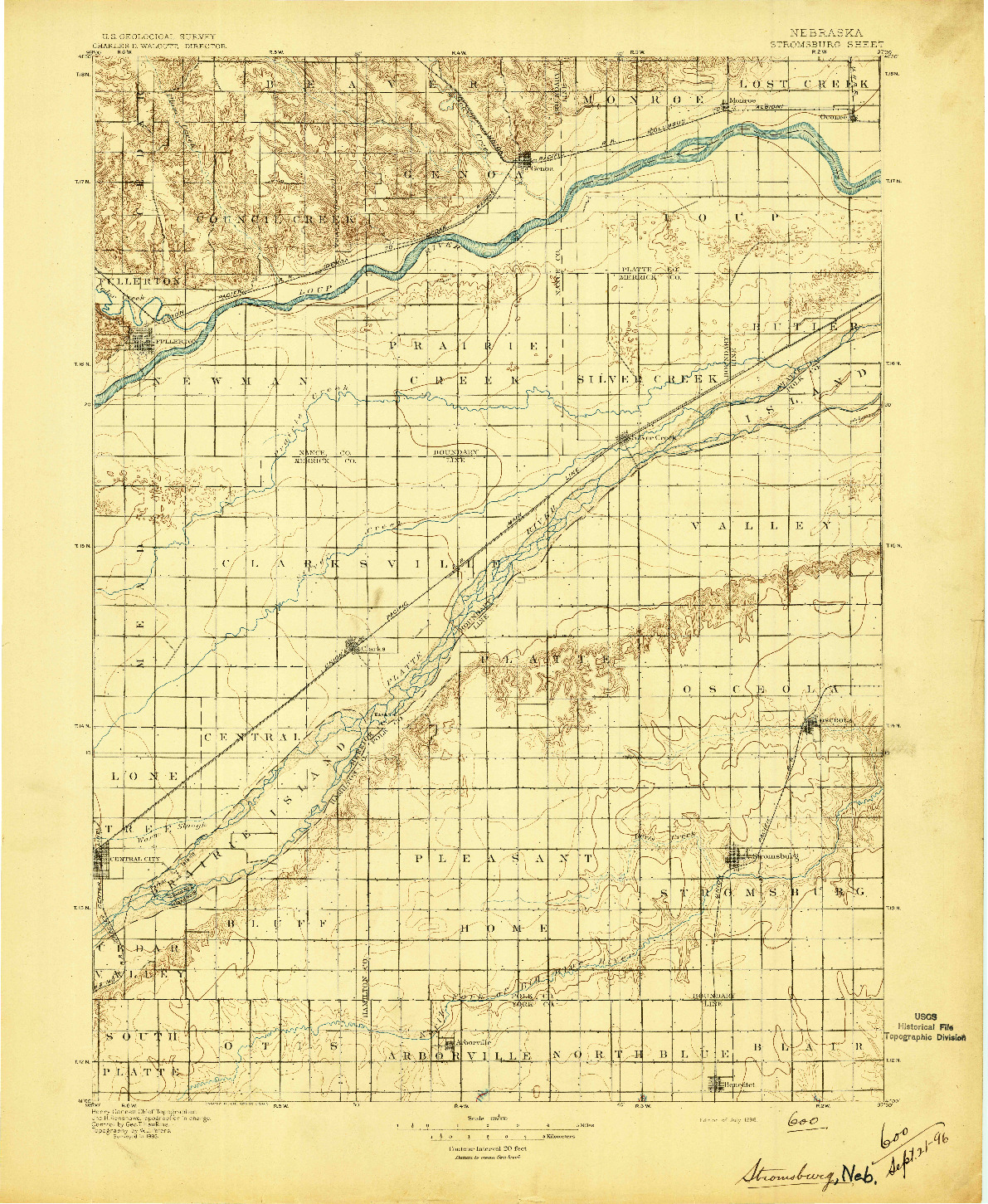 USGS 1:125000-SCALE QUADRANGLE FOR STROMSBURG, NE 1896