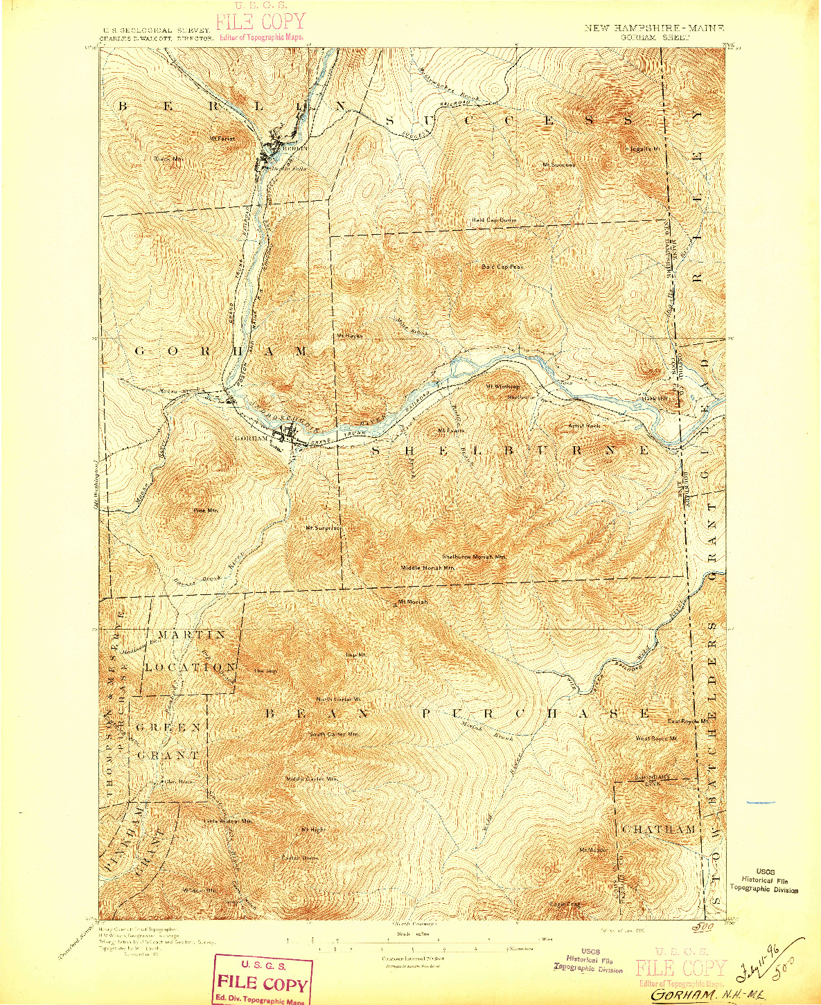 USGS 1:62500-SCALE QUADRANGLE FOR GORHAM, NH 1896