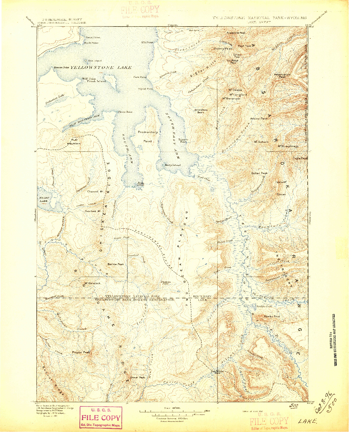 USGS 1:125000-SCALE QUADRANGLE FOR LAKE, WY 1896